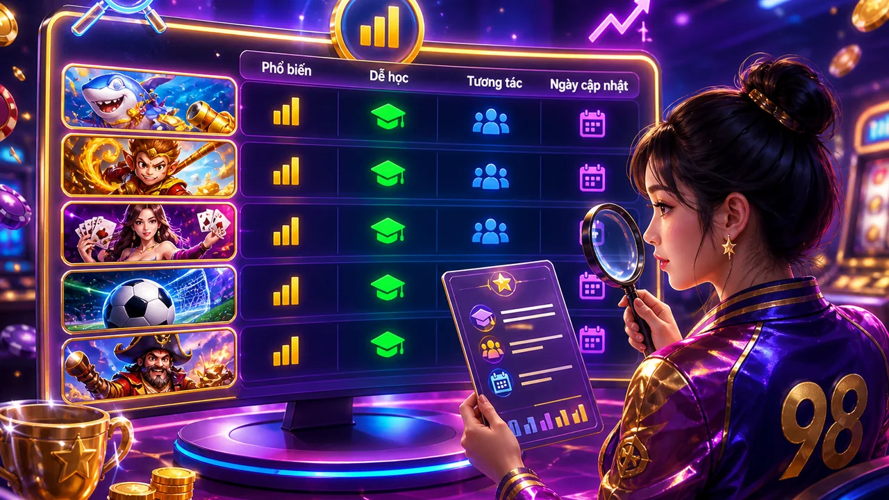 Cách đọc bảng xếp hạng trò chơi 98win để chọn trải nghiệm phù hợp