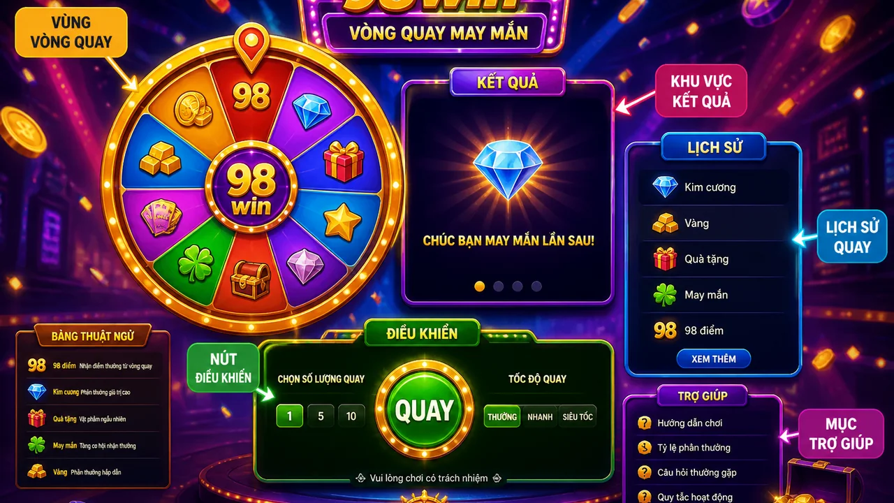 Làm quen từng nút trên game quay 98win: lộ trình đọc giao diện cho người mới